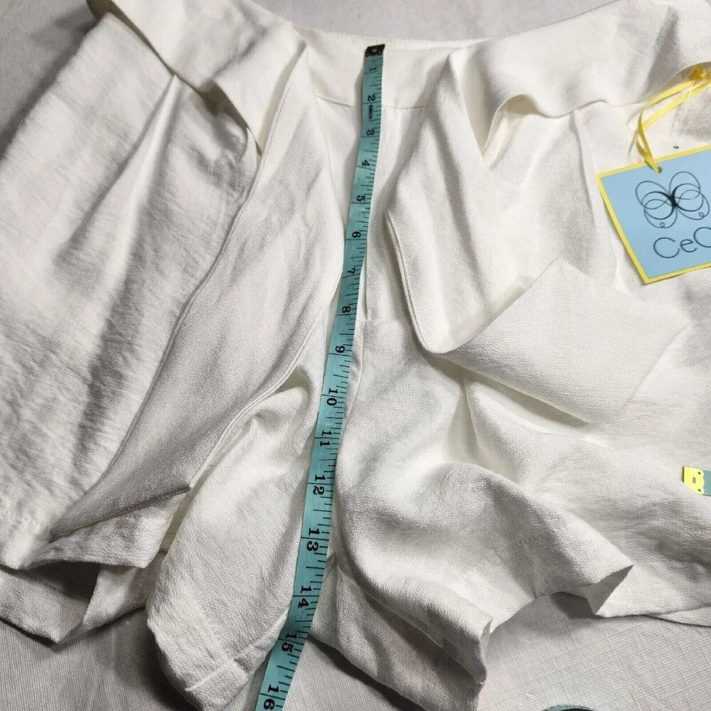CeCe Women's Shorts Size 10 Paperbag Tie-Front White Casual Shorts (21) - Picture 4 of 10